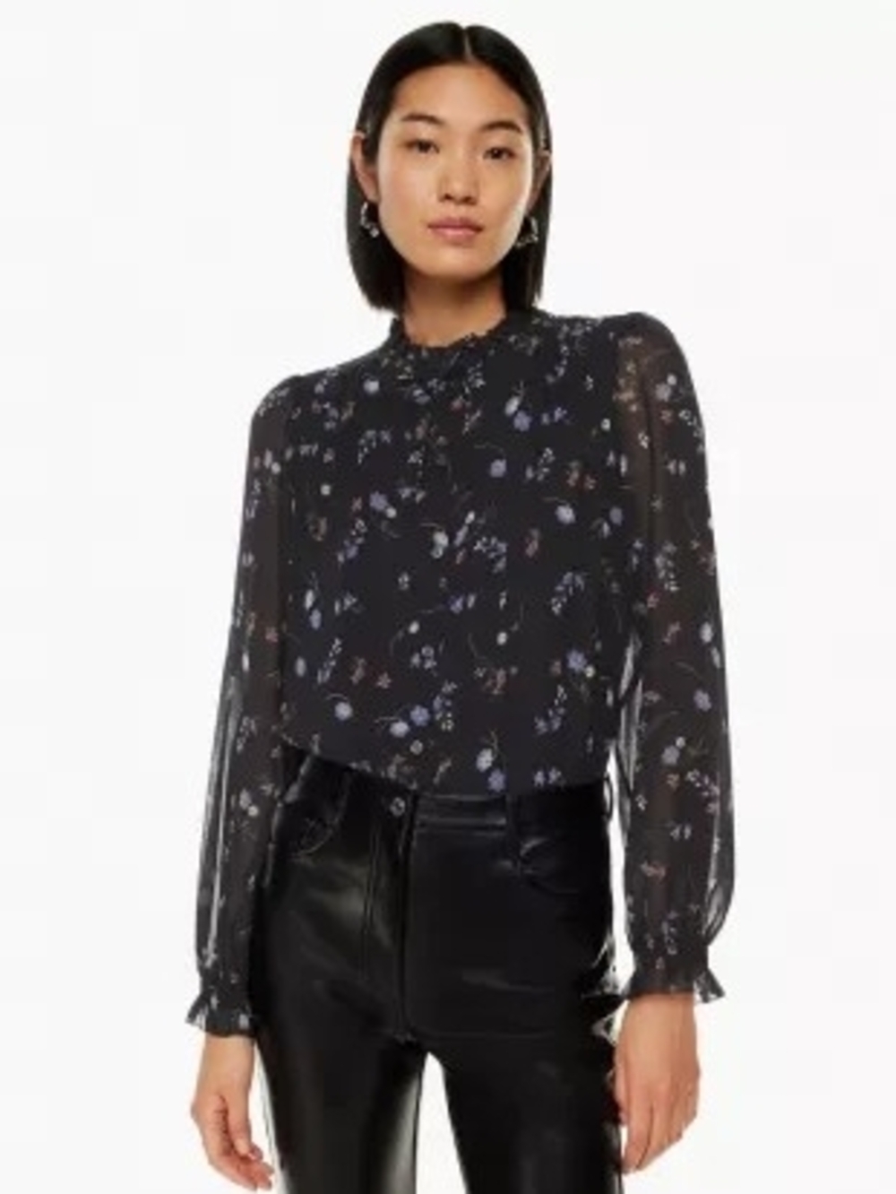 NWOT Aritzia Wilfred Alexis Blouse - Spring Medley Black Size M